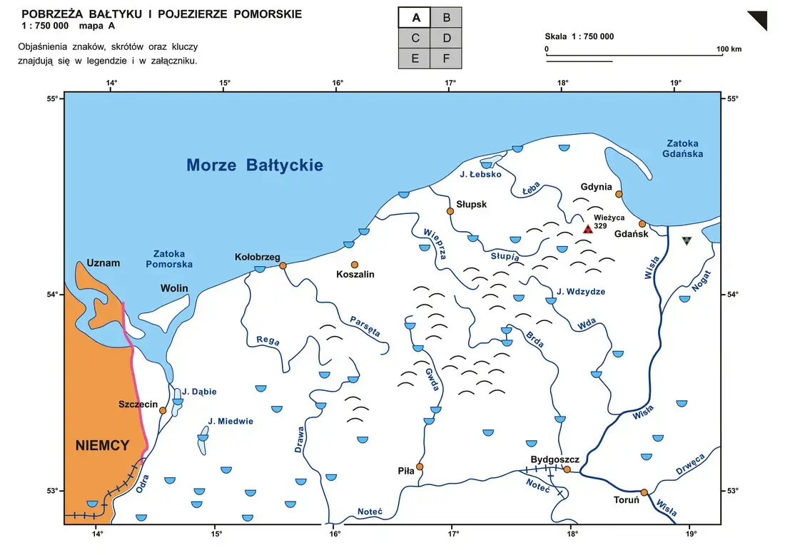 Mapa Morza Bałtyckiego z zaznaczoną Polską